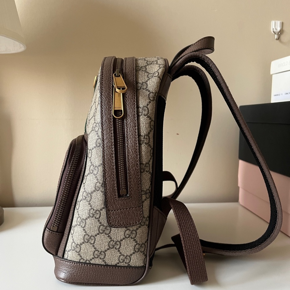 Gucci Brown and Beige Backpack with Red and Green Accents - Picture 2 of 8